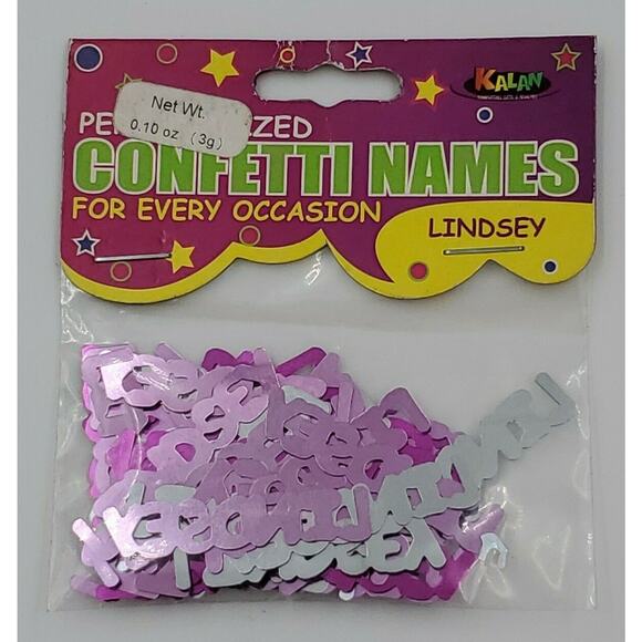 Lindsey Personalized Name Confetti Foil Pink & Silver 3 Packs - Picture 5 of 8